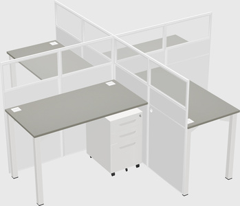 Bureaux à quatre cabines