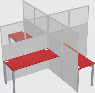 Bureaux à quatre cabines