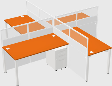 Bureaux à quatre cabines