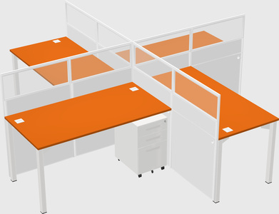 Bureaux à quatre cabines