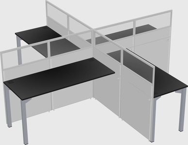 Bureaux à quatre cabines