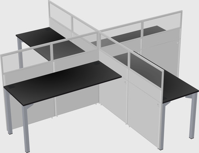Bureaux à quatre cabines