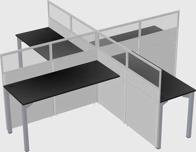 Bureaux à quatre cabines