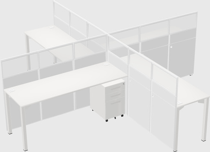 Bureaux à quatre cabines