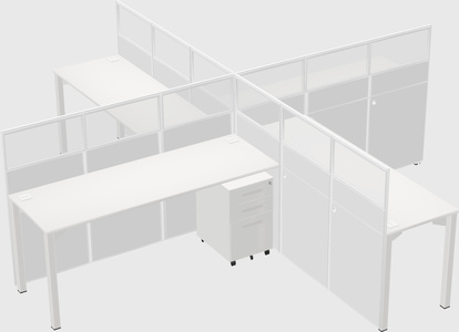 Bureaux à quatre cabines