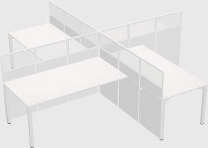 Bureaux à quatre cabines