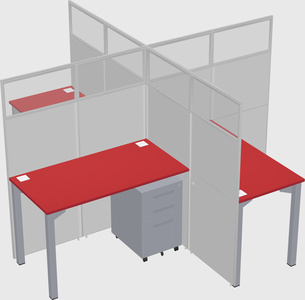 Bureaux à quatre cabines