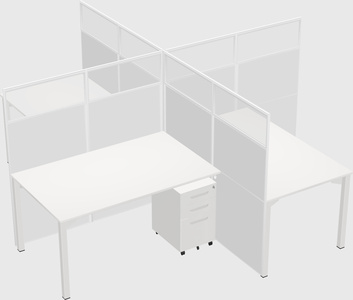 Bureaux à quatre cabines