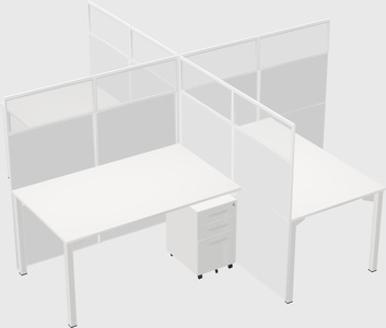 Bureaux à quatre cabines
