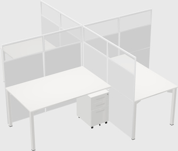 Bureaux à quatre cabines
