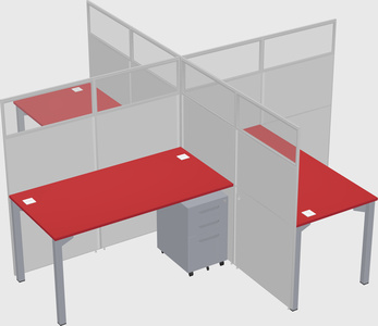 Bureaux à quatre cabines