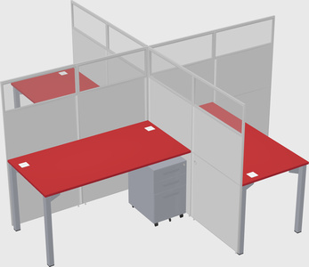 Bureaux à quatre cabines