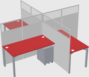Bureaux à quatre cabines