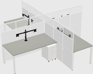Bureaux à quatre cabines
