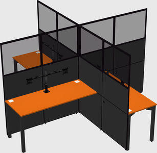Bureaux à quatre cabines