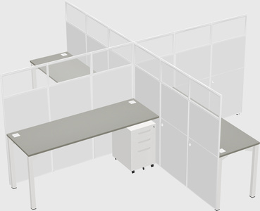 Bureaux à quatre cabines
