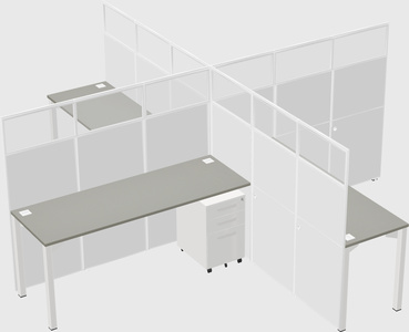Bureaux à quatre cabines