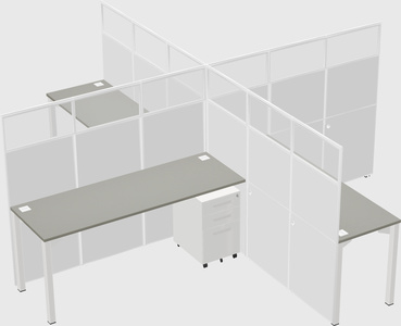 Bureaux à quatre cabines