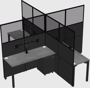 Bureaux à quatre cabines