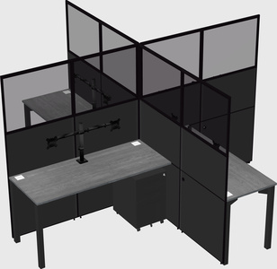 Bureaux à quatre cabines