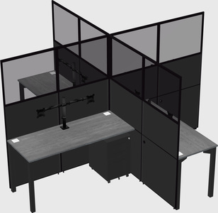 Bureaux à quatre cabines