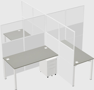 Bureaux à quatre cabines