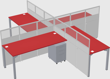 Bureaux à quatre cabines