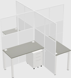 Bureaux à quatre cabines