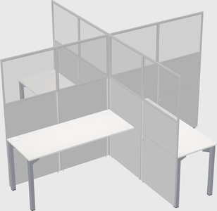 Bureaux à quatre cabines