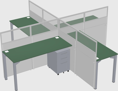 Bureaux à quatre cabines