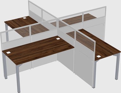 Bureaux à quatre cabines