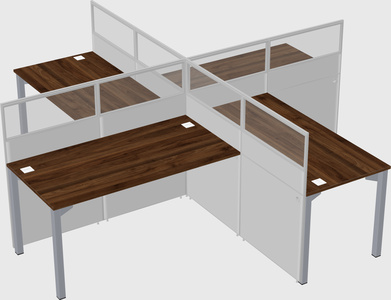 Bureaux à quatre cabines