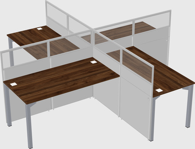 Bureaux à quatre cabines