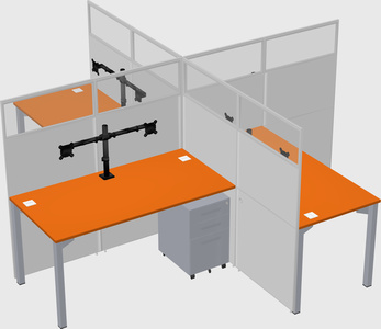 Bureaux à quatre cabines