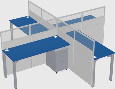Bureaux à quatre cabines