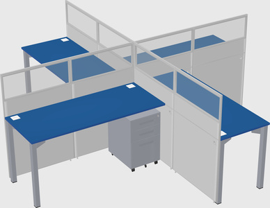 Bureaux à quatre cabines