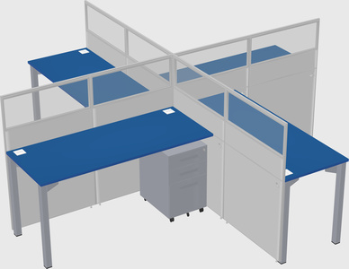 Bureaux à quatre cabines