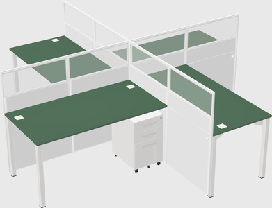Bureaux à quatre cabines
