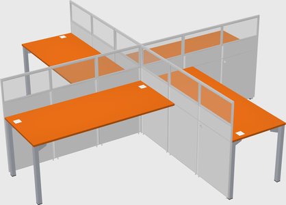 Bureaux à quatre cabines
