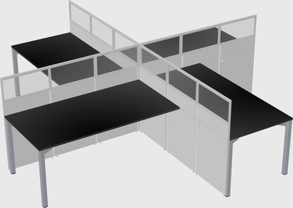 Bureaux à quatre cabines