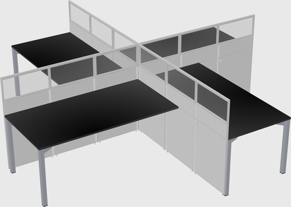 Bureaux à quatre cabines