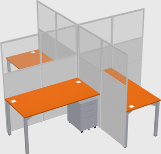 Bureaux à quatre cabines