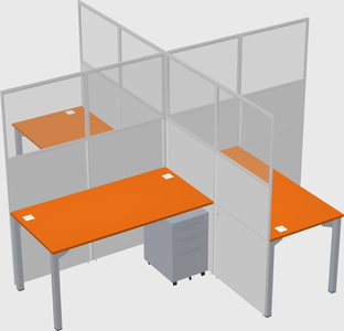 Bureaux à quatre cabines