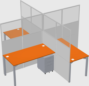 Bureaux à quatre cabines