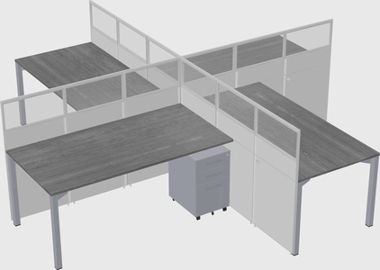 Bureaux à quatre cabines