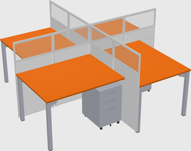 Bureaux à quatre cabines