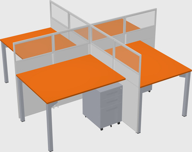 Bureaux à quatre cabines