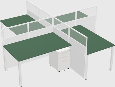 Bureaux à quatre cabines