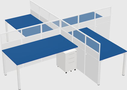 Bureaux à quatre cabines