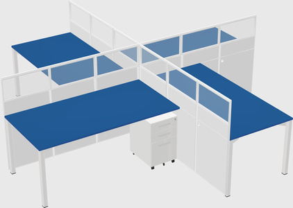 Bureaux à quatre cabines
